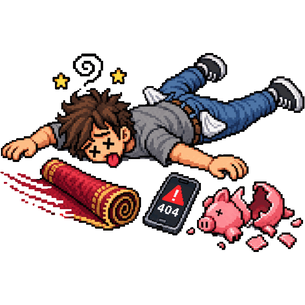Vítima do Rug Pull, boneco de Cripto caído no chão