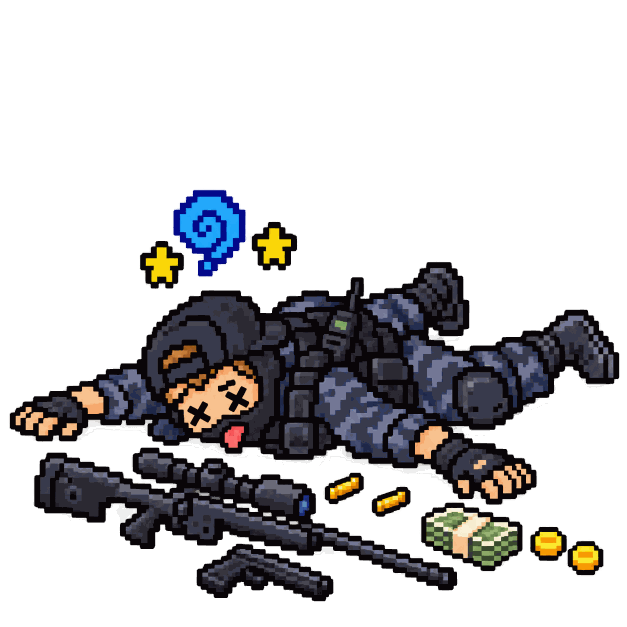 Sniper de Telhado, boneco de Free Fire caído no chão