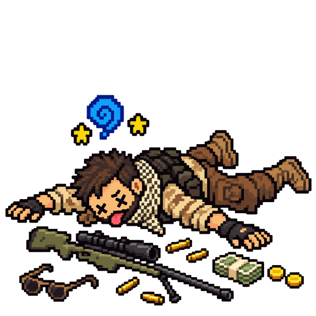Sniper TR, boneco de Counter-Strike 2 caído no chão