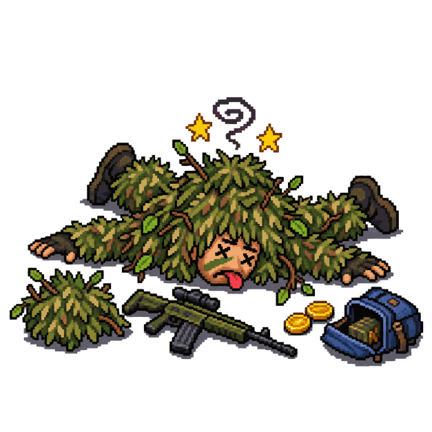 Camper do Mato, boneco de Free Fire caído no chão