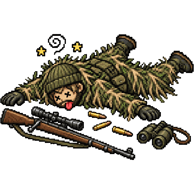 Sniper de Kar98, boneco de PUBG caído no chão