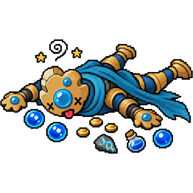 Defect, boneco de Slay the Spire 2 caído no chão