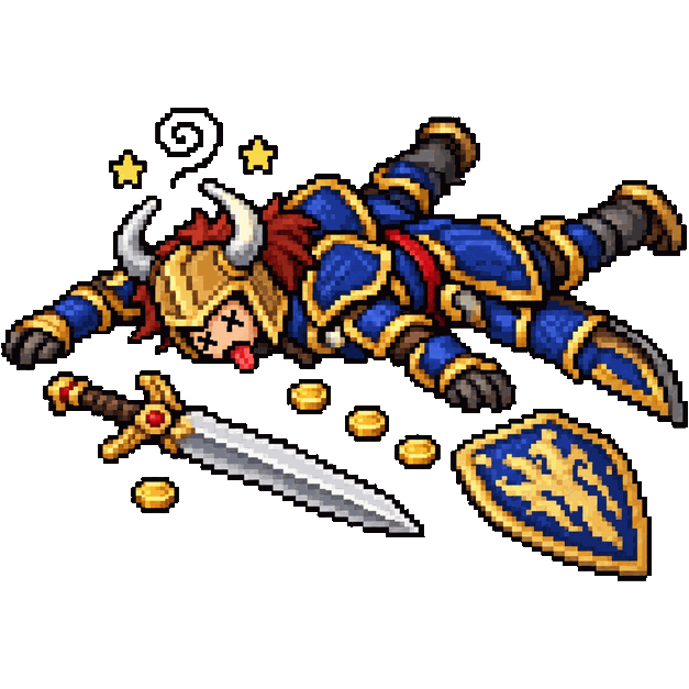 Knight de Rook, boneco de Tibia caído no chão