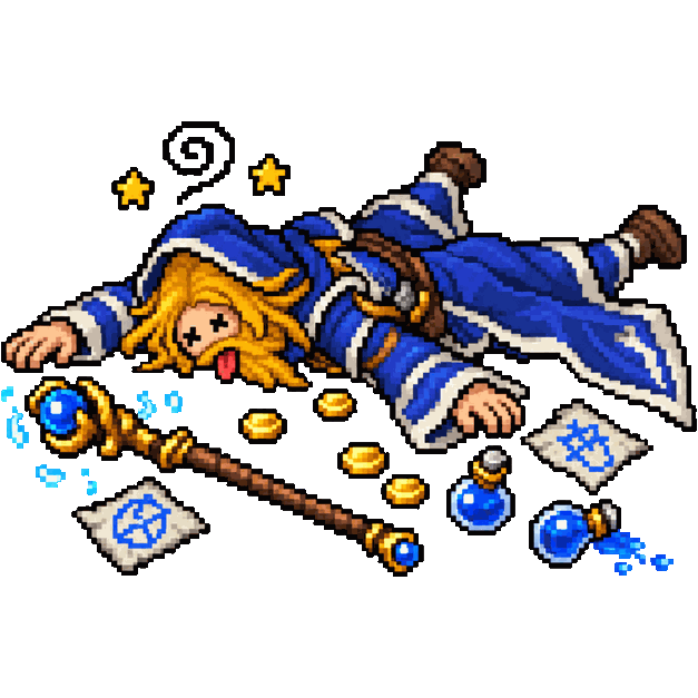 Sorcerer de UE, boneco de Tibia caído no chão