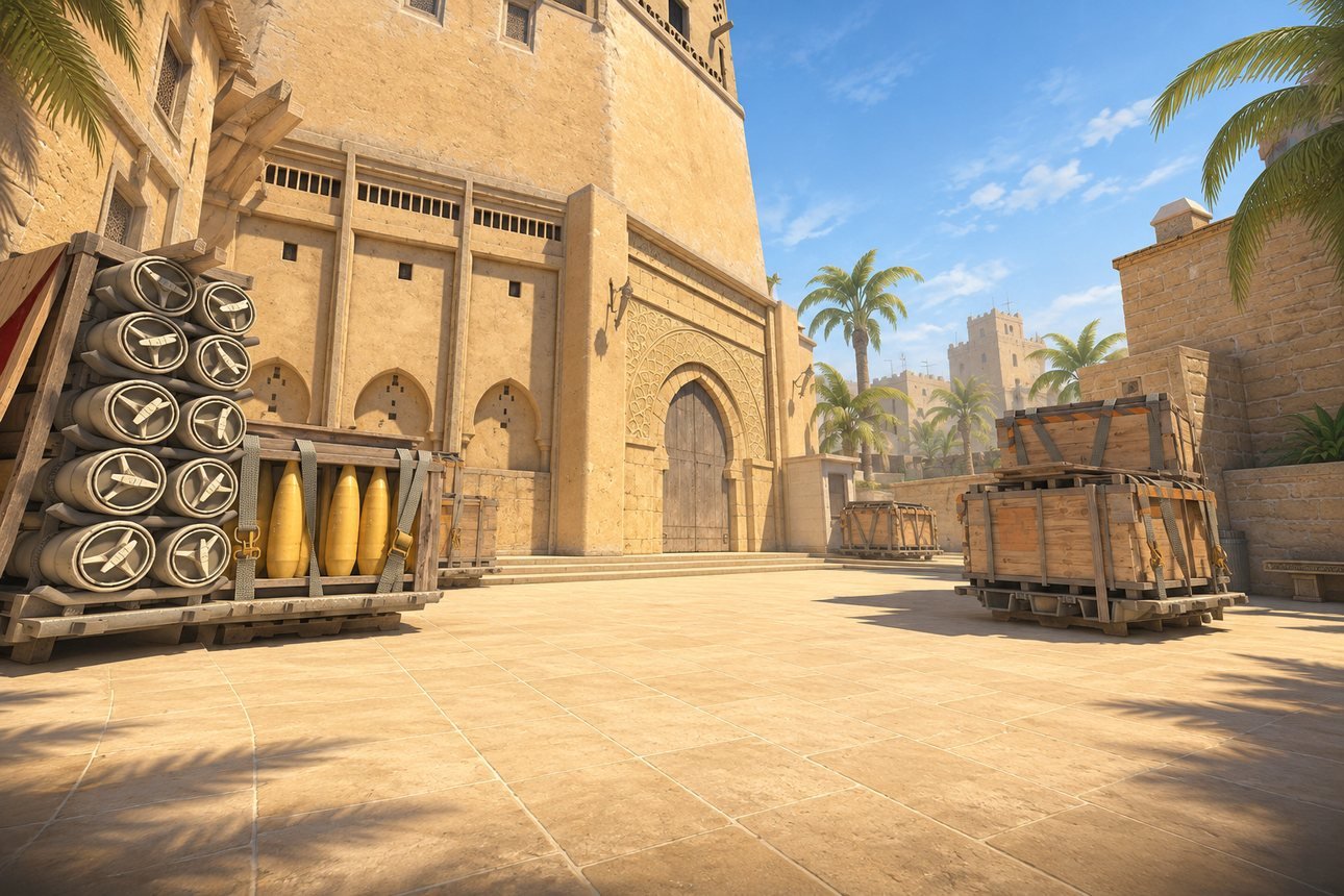 Mirage, mapa de Counter-Strike 2 no fundo da carta de come-piso