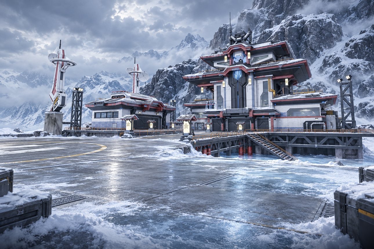 Alpine, mapa de Free Fire no fundo da carta de come-piso