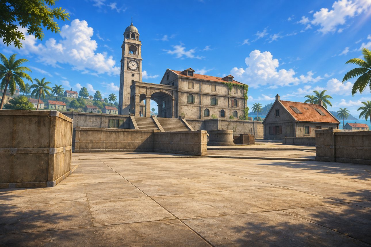 Bermuda, mapa de Free Fire no fundo da carta de come-piso