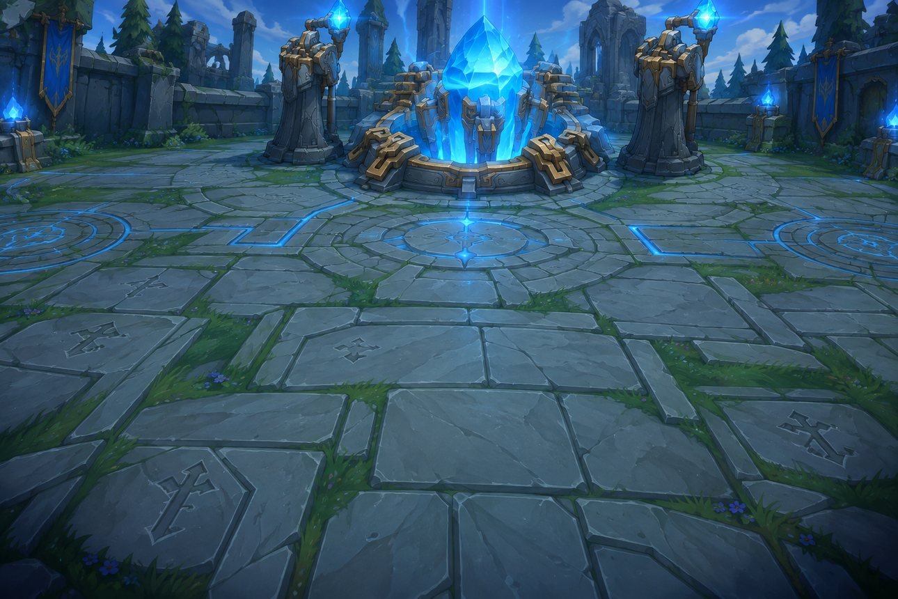 Base, mapa de League of Legends no fundo da carta de come-piso