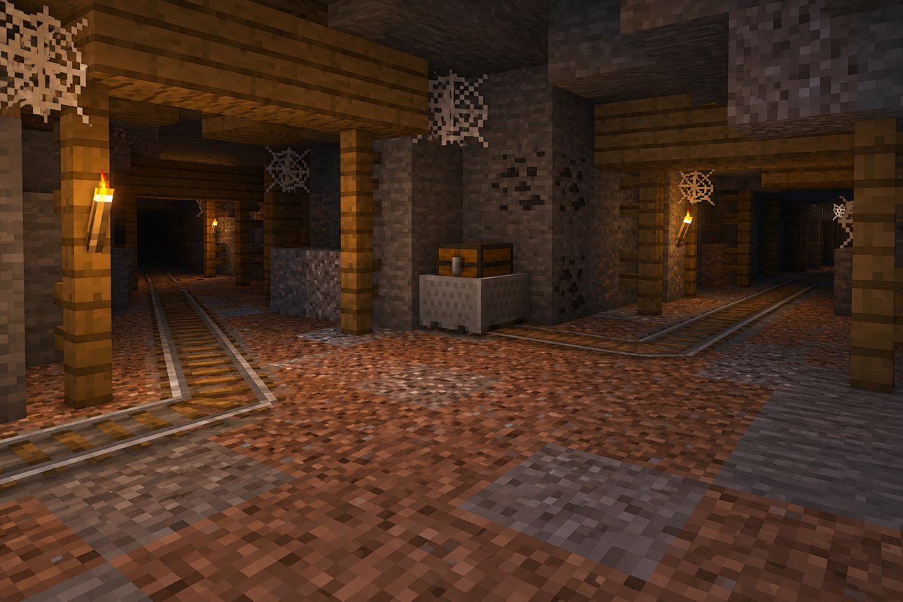 Mina Abandonada, mapa de Minecraft no fundo da carta de come-piso