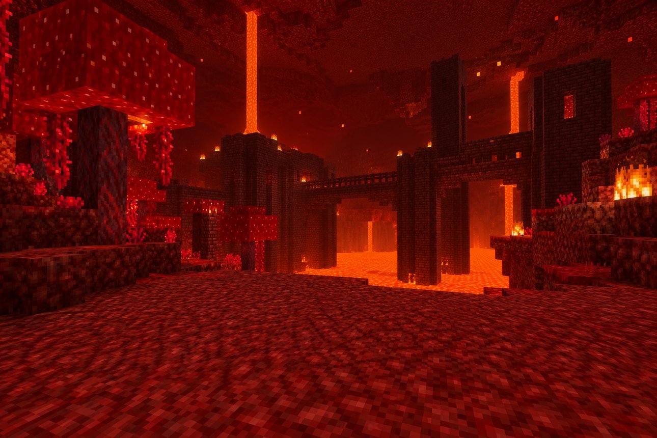 Nether, mapa de Minecraft no fundo da carta de come-piso
