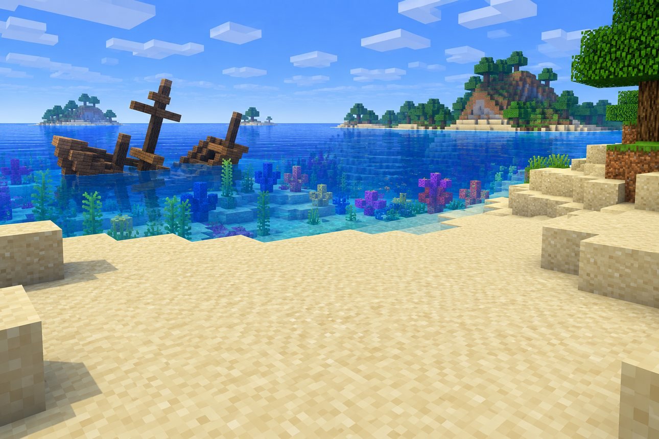 Oceano, mapa de Minecraft no fundo da carta de come-piso