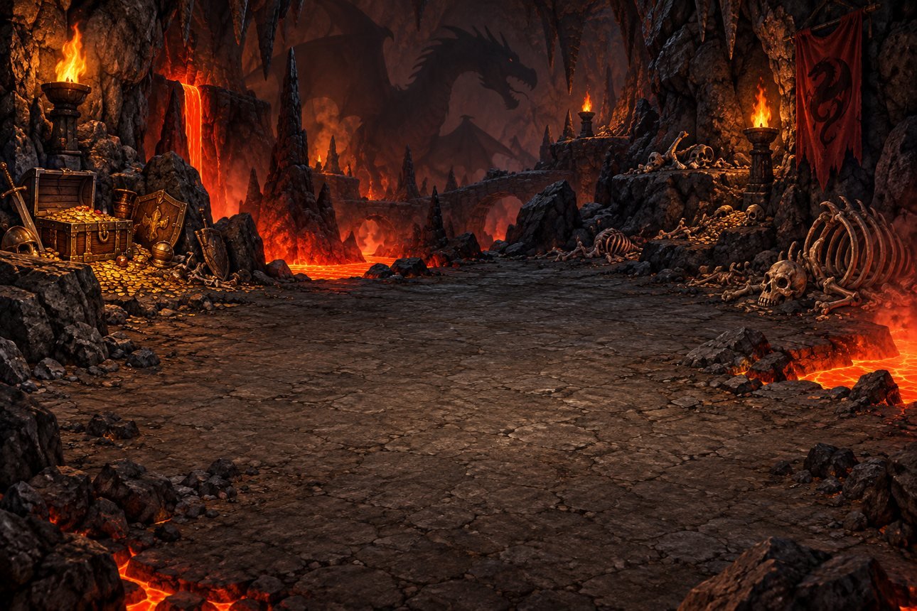 Covil do Dragão, mapa de Tibia no fundo da carta de come-piso