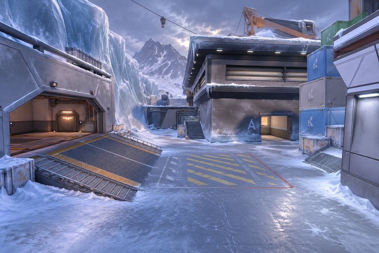 Icebox, mapa de Valorant no fundo da carta de come-piso