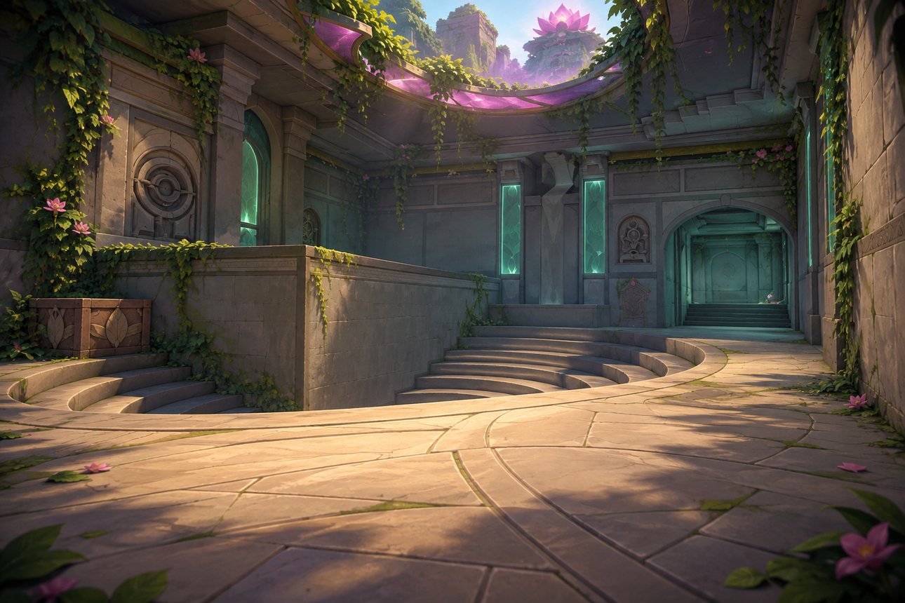 Lotus, mapa de Valorant no fundo da carta de come-piso